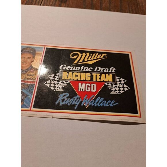 Vintage Rusty Wallace Fan Club Miller Nascar Bumper Sticker Race Car Mancave - Picture 3 of 9